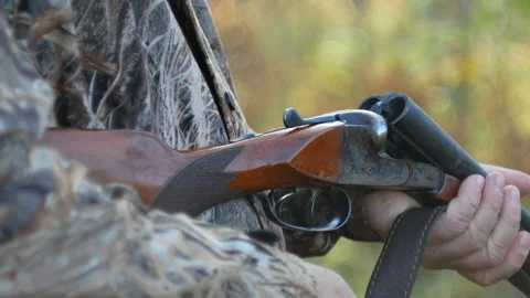 Hunter loads a gun Stock Footage 116809271