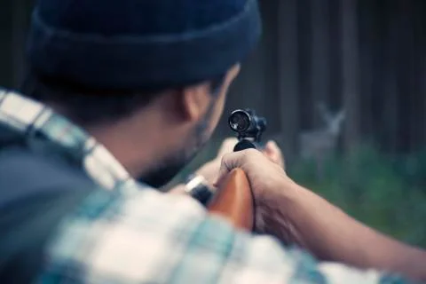 Hunter man in the forest Foto stock