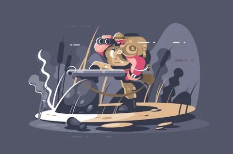 Hunter man with gun Stock Illustration