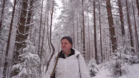 Hunter man with gun walking through the forest during the hunting season. Stock Footage 151991808