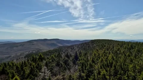 Hunter Mountain Fire Tower Pan - Catskills Wilderness High Altitude Vista Stock Footage 333475942