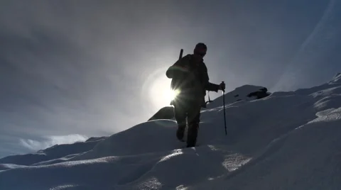 Hunter on Mountain. Stock Footage 49793799