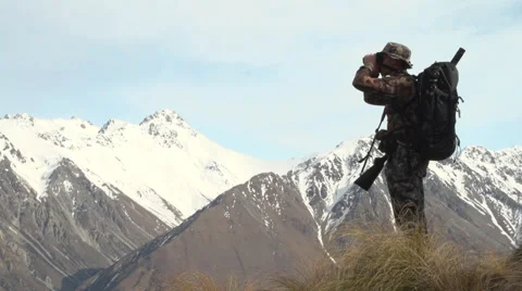 Hunter on Mountain Stock Footage 49796704