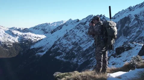 Hunter on Mountain Stock Footage 49842351