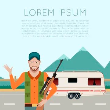 Hunter in the mountan Stock Illustration