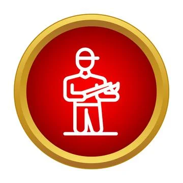Hunter or shooter icon on red background Stock Illustration