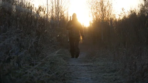 The hunter is on the path. Stock Footage 118074623