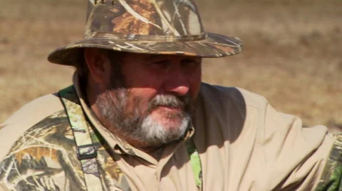 Hunter posing with dead animal Stock Footage 54591329