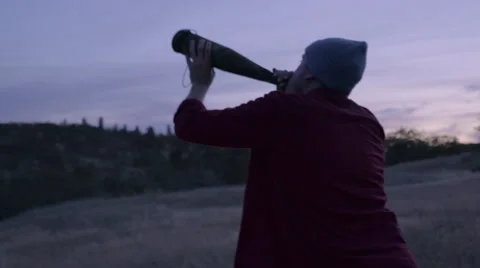 Hunter Practices Making Elk Calls With An Elk Bugle Stock-Footage 68108475