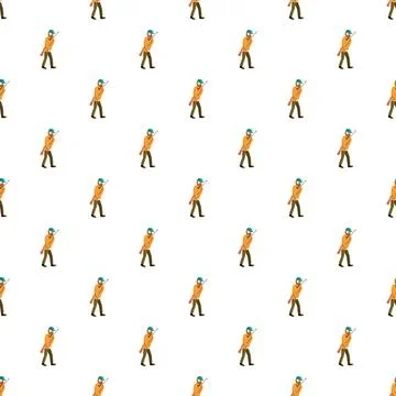 Hunter with rifle walking seamless pattern background Stock Illustration