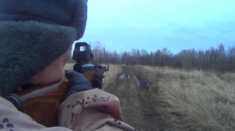Hunter shoots Stock Footage 32652319