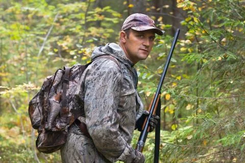 Hunter with shotgun Stock Photos
