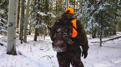 Hunter in Snow Stock Footage 68777859