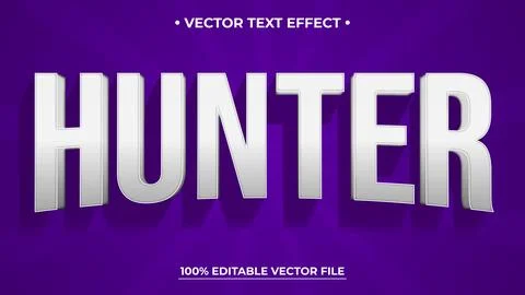 Hunter text effect template design with 3d style use for business brand and.. Illustration
