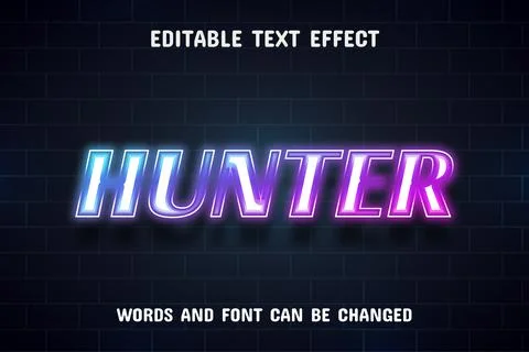 Hunter text - neon style text effect Stock Illustration