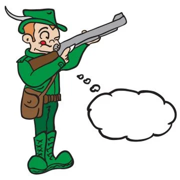 Hunter with thought bubble Stock Illustration