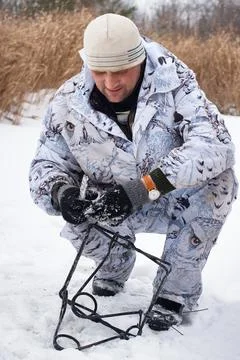 Hunter with trap Stock Photos