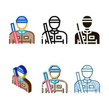 Hunter variations silhouette icon vector outline Stock Illustration
