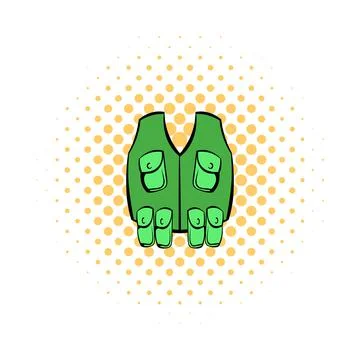 Hunter vest icon, comics style Stock Illustration