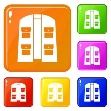 Hunter vest icons set vector color Stock Illustration