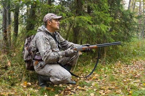 Hunter waiting a prey Stock Photos