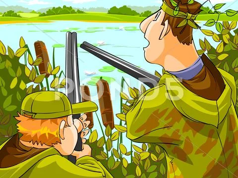 Hunters aiming the hunt. Stock Illustration