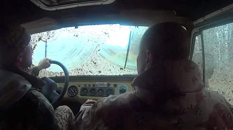 Hunters in the car UAZ Stock Footage 32652355