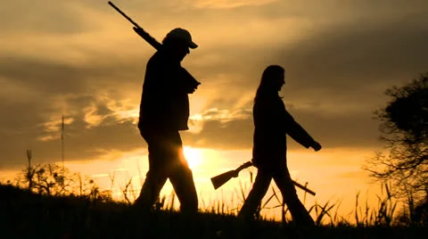 Hunters at sunset 02 HD Stock Footage