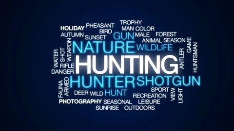 Hunting animated word cloud, text design animation. Stock Footage 75192266