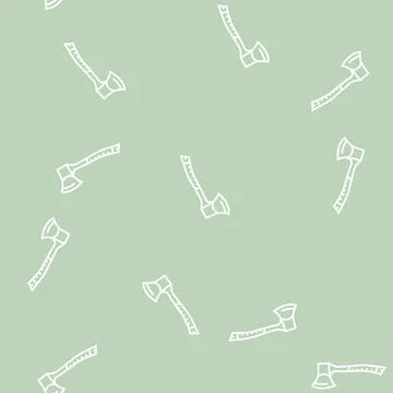 Hunting ax line seamless pattern Stock Illustration