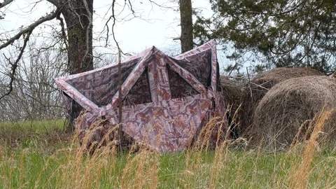 Hunting blind that has been destroyed Stock Footage 106190729