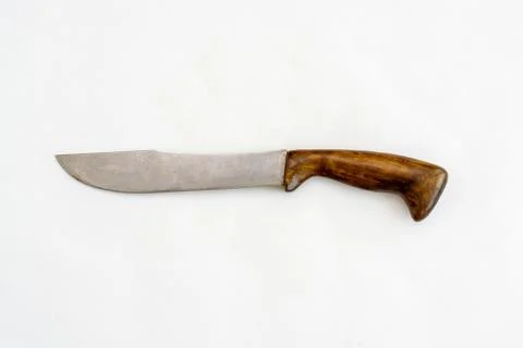 Hunting dagger knife with decorative shell isolated on a white background. Stock Photos