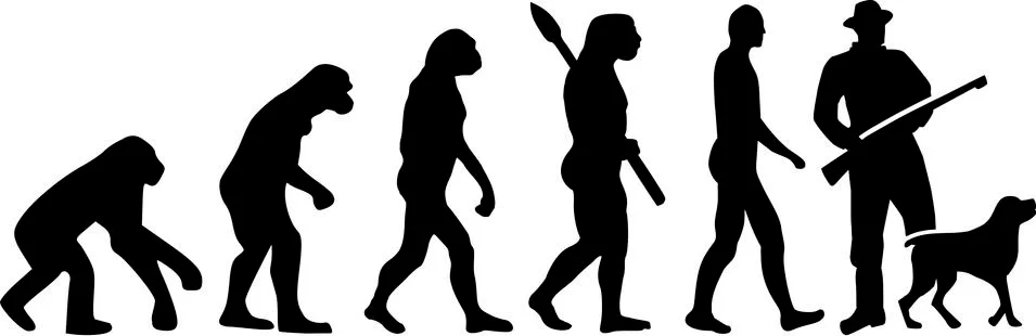 Hunting Evolution with dog Stock Illustration