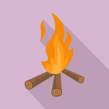 Hunting fire icon, flat style Stock Illustration