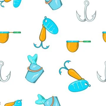 Hunting for fish pattern, cartoon style Stock Illustration