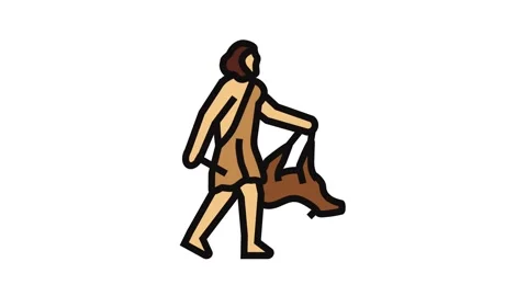 Hunting gathering human evolution color icon animation Stock Footage 326097309