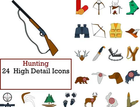 Hunting Icon Set Stock Illustration
