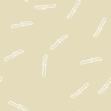 Hunting knife line seamless pattern Stock Illustration