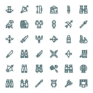 Hunting Professional Vector Set with 36 Bold Line Pixel Aligned 256x256 Icons Stock Illustration