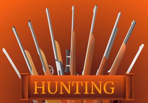 Hunting rifle type concept banner, cartoon style Stock Illustration