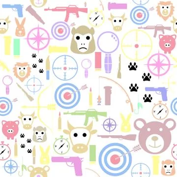 Hunting seamless pattern background icon. Stock Illustration