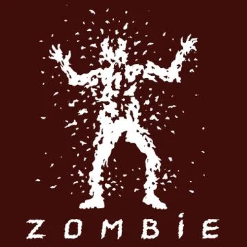 Hunting for zombies with a machine gun. Vector illustration. Stock Illustration