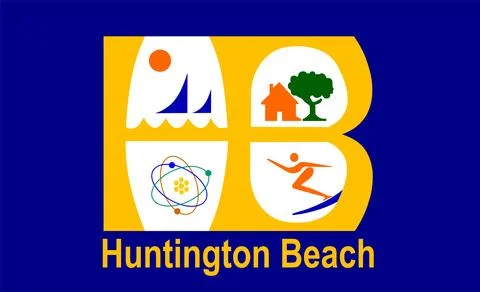 Huntington Beach city flag vector illustration, LA California 库存插图