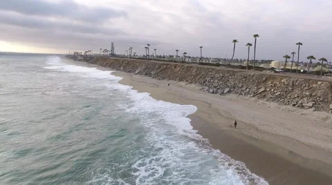 Huntington Beach Coastline 4K Aerial Stock Footage
