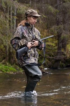 Huntress with gun Stock Photos