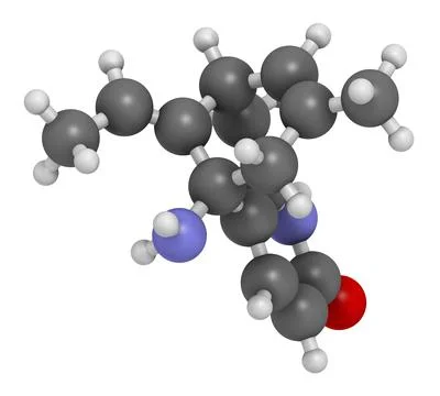 Huperzine A alkaloid molecule. 3D rendering. Stock Illustration