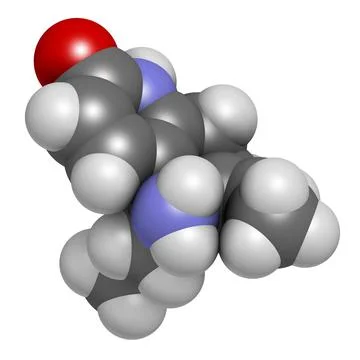 Huperzine A alkaloid molecule. 3D rendering. Stock Illustration