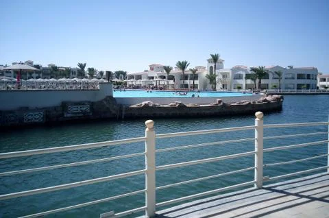 Hurghada, Egypt - August 15, 2015: Luxurious 5-star hotel Dana Beach Resort i Stock Photos