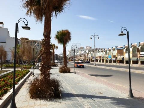 Hurghada, Egypt - june 03, 2020: Sheraton street in Hurghada Stock Photos