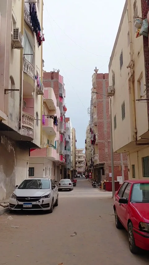 Hurghada, Egypt - March 13 2026: a quiet residential street in Hurghada Stock Footage 335594643